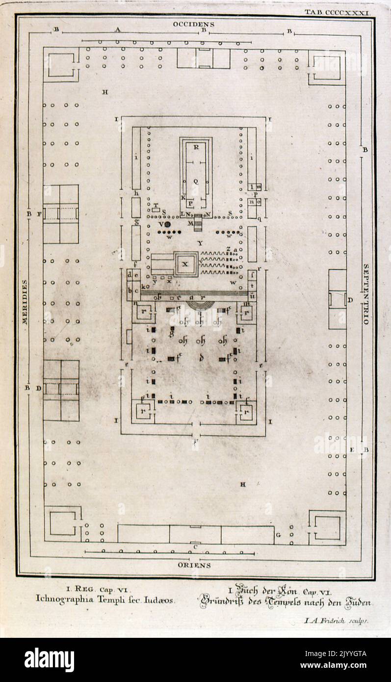 Illustration depicting the floorplan of a Jewish temple. The ...