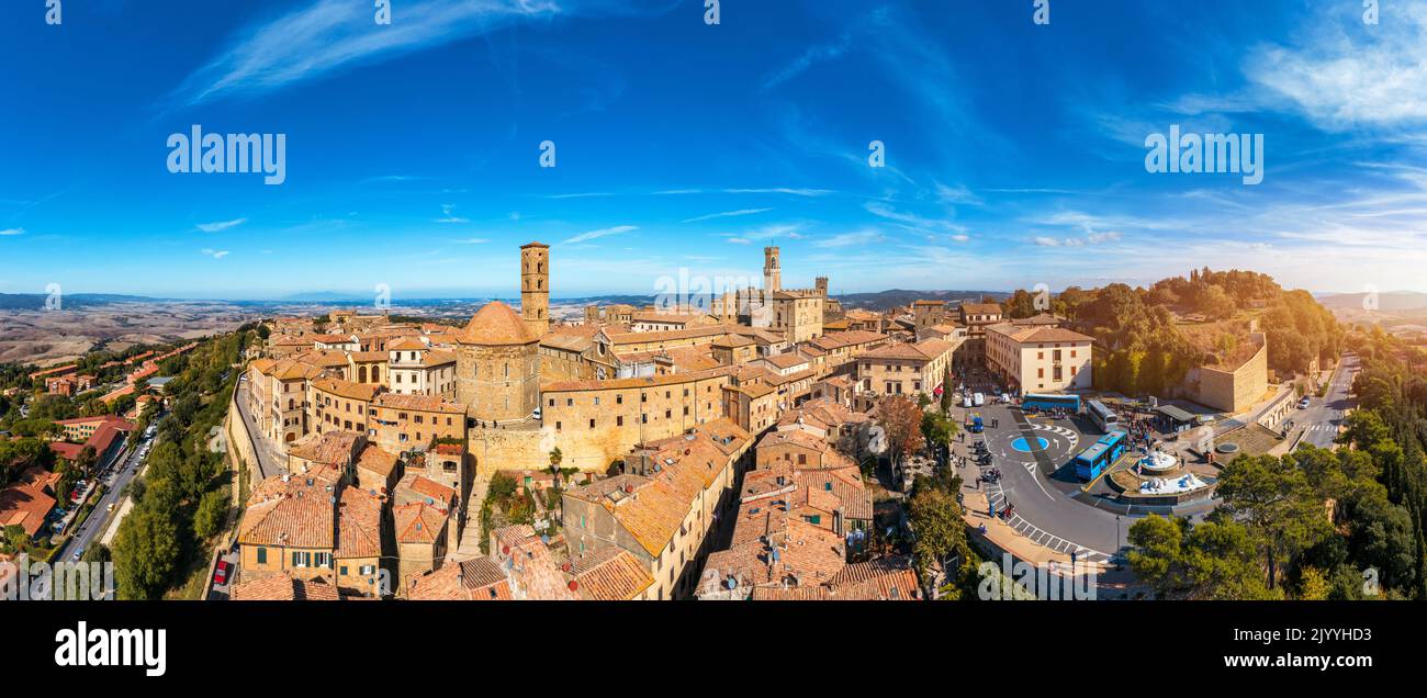 Tuscany, Volterra town skyline, church and panorama view. Maremma ...