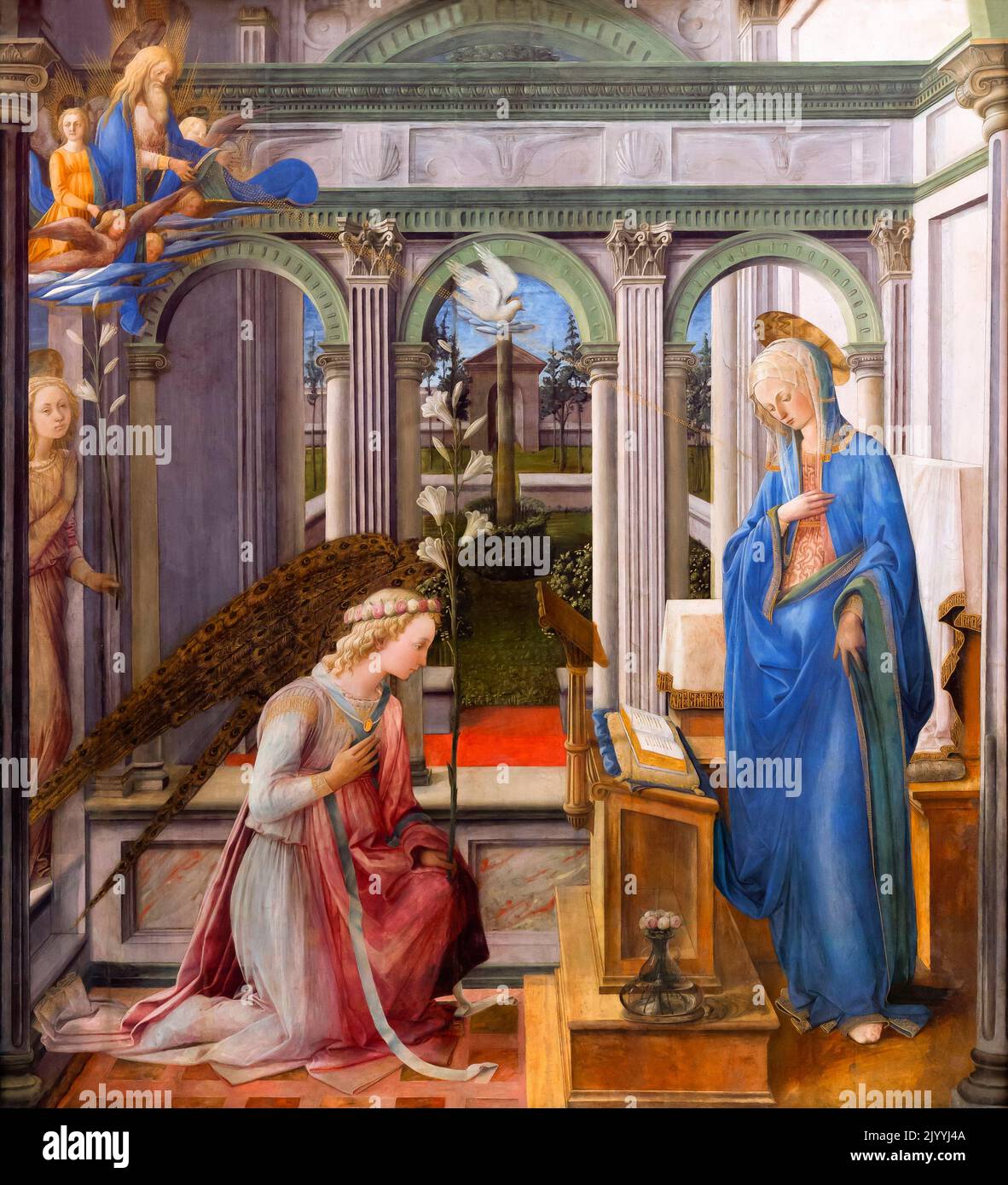 The Annunciation, Fra Filippo Lippi, circa 1443-1445, Alte Pinakothek, Munich, Germany, Europe Stock Photo