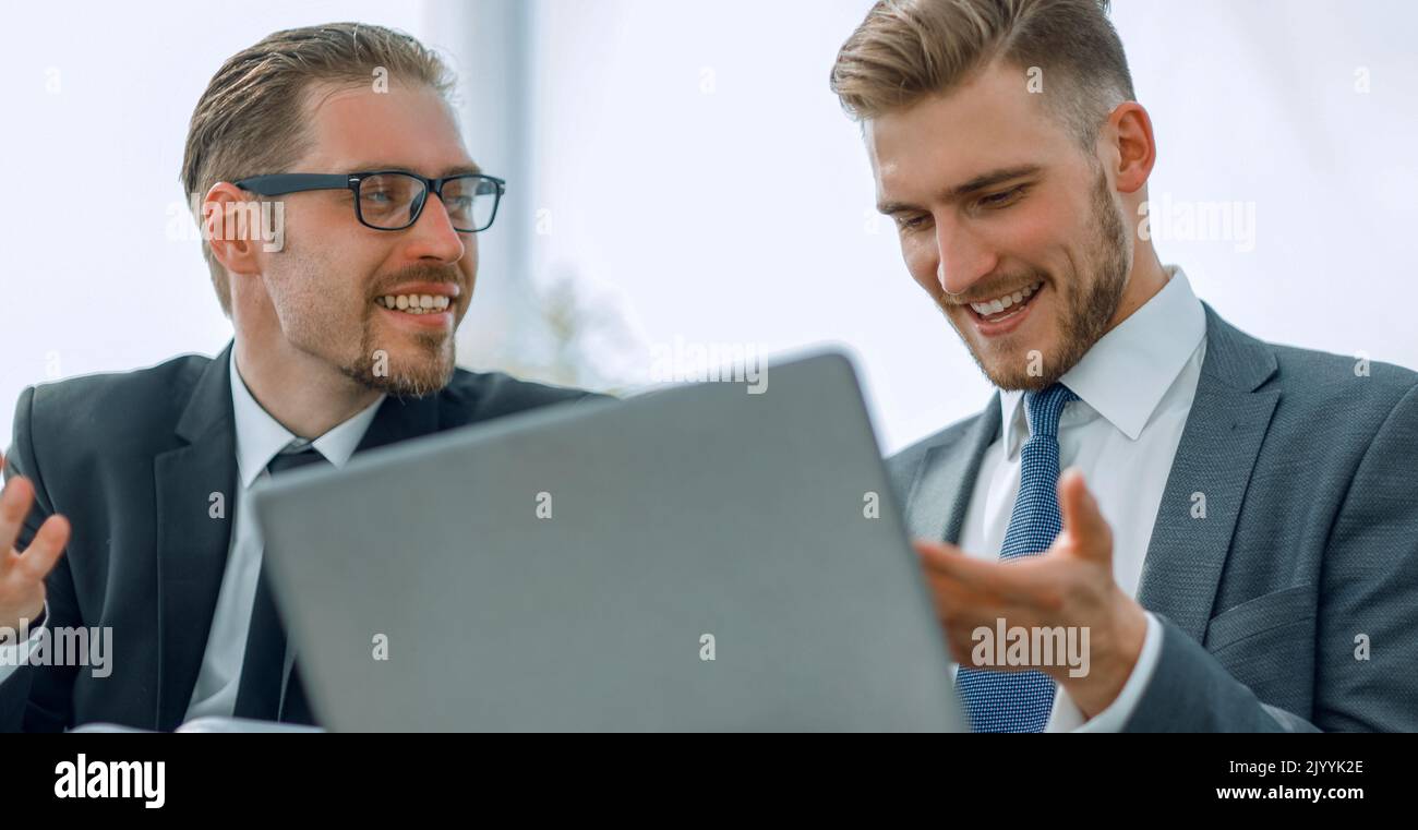 business colleagues discussing new information Stock Photo