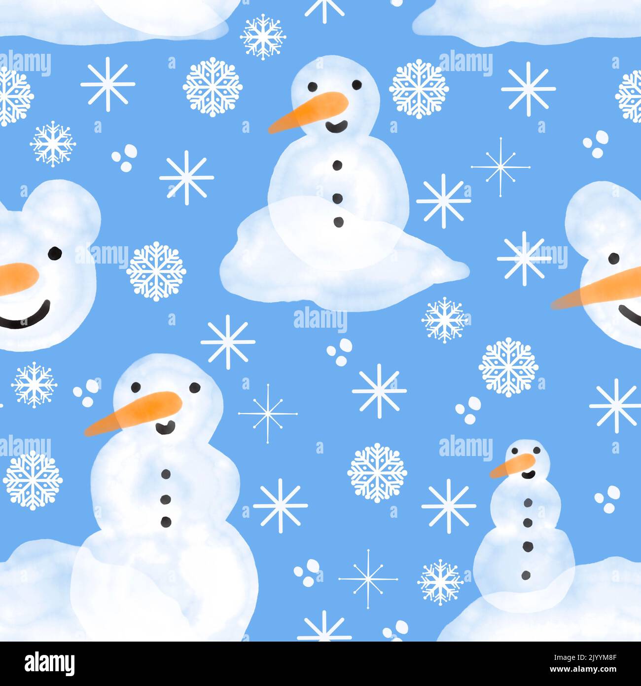 Winter seamless snowman and snowflakes pattern for Christmas wrapping ...