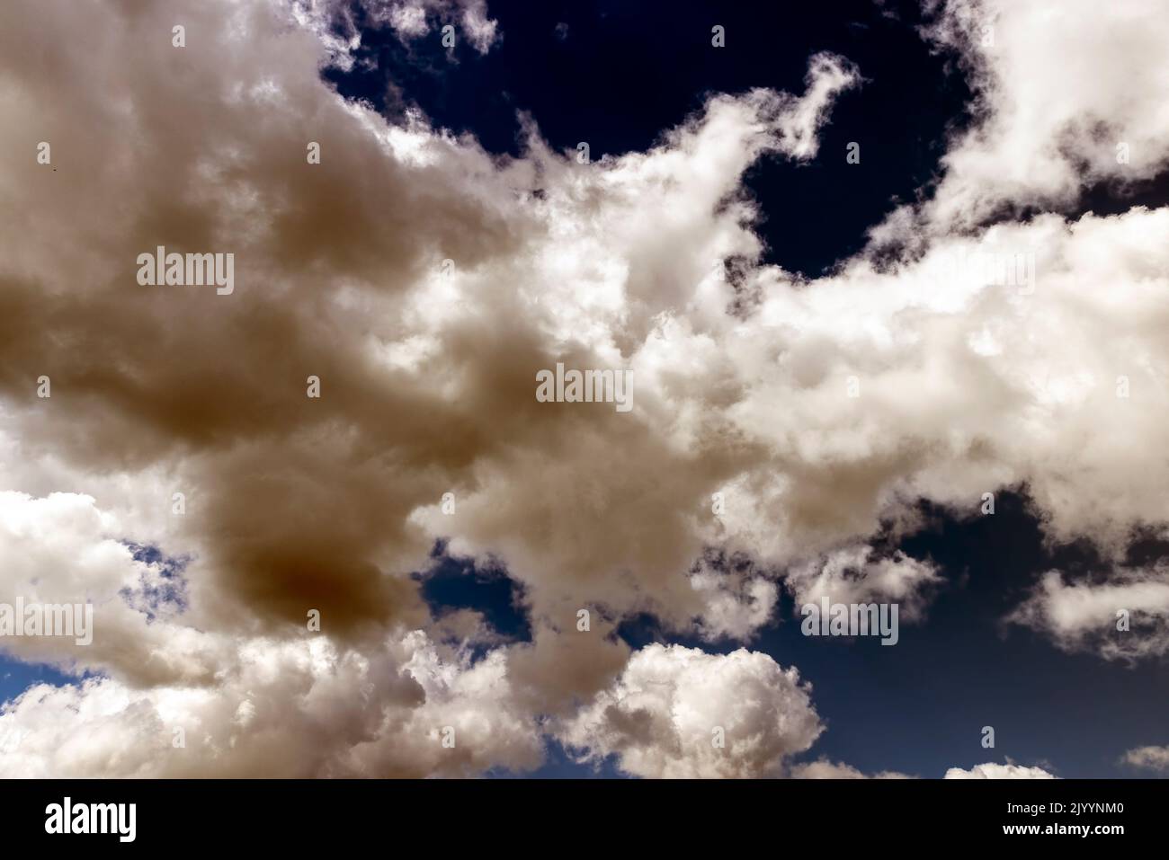Blue sky with light clouds in windy weather, beautiful blue sky in cloudy weather Stock Photo