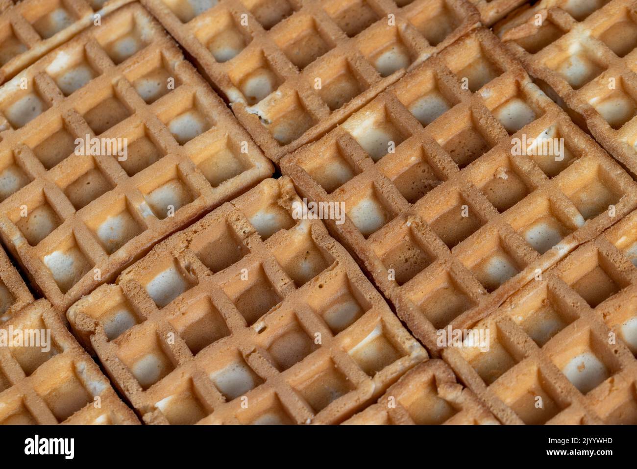 soft sweet waffles on the table, waffle ingredient for making desserts Stock Photo