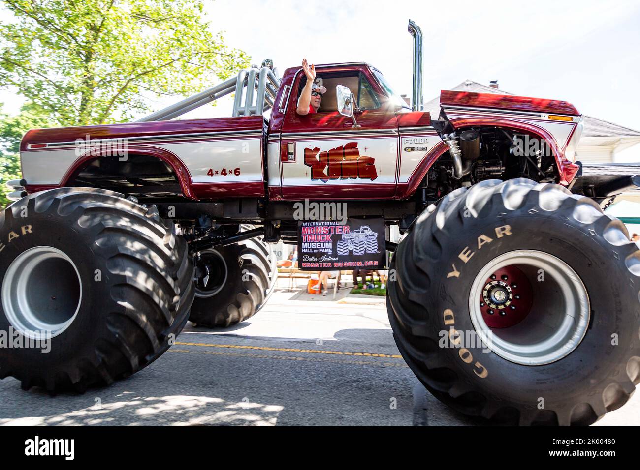 The 1975 Ford monster truck 'King Kong' participates in the 2022 Auburn Cord Duesenberg Festival parade in Auburn, Indiana, USA. Stock Photo