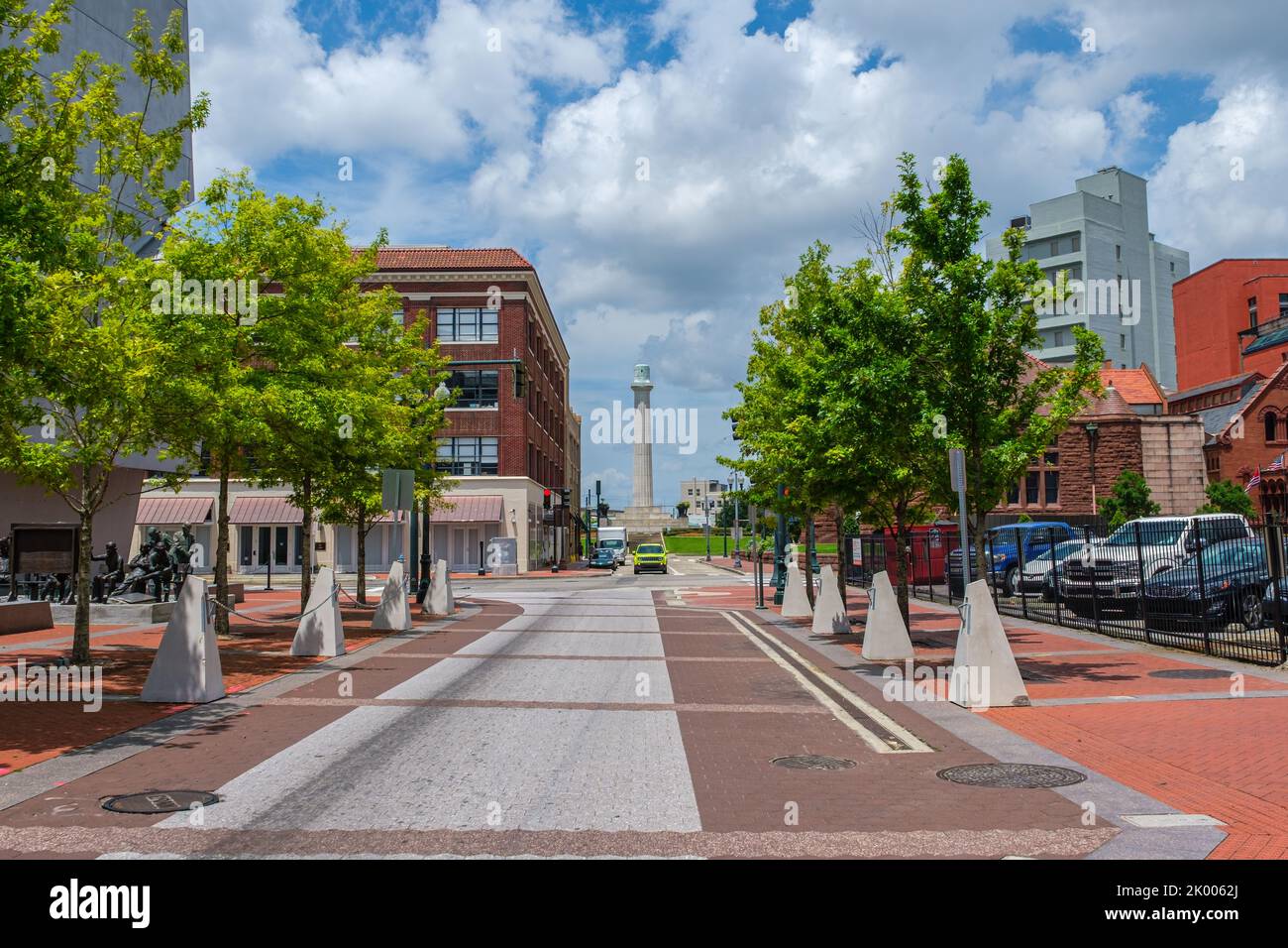 NEW ORLEANS, LA, USA - AUGUST 1, 2020: Cityscape on Andrew Higgins Boulevard looking west from the National World War II Museum. Stock Photo