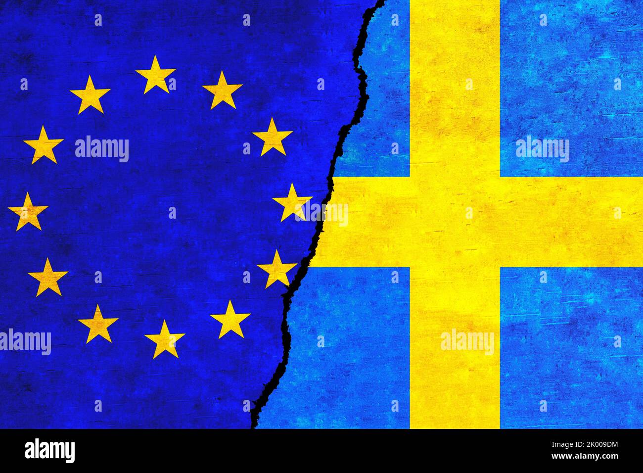 Sweden and European Union flags together. EU Sweden alliance, politics