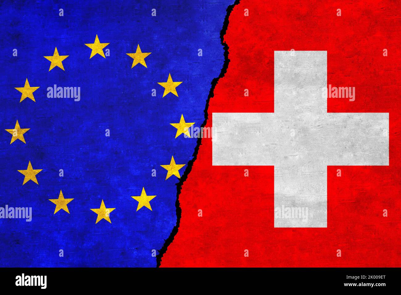 Switzerland and European Union flags together. EU Switzerland alliance,  politics, economy, trade, relationship and conflicts concept Stock Photo -  Alamy