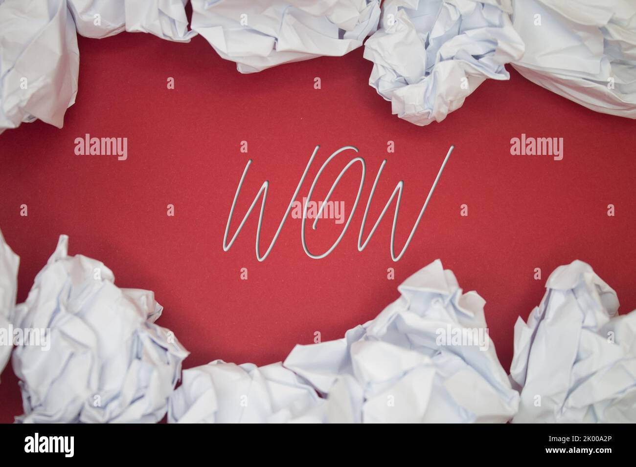 Wow text with Torn, Crumpled White Paper on colored background Stock ...