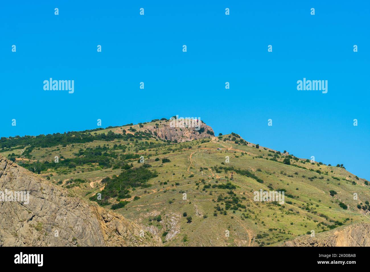 Crimea bay cembalo fortress balaklava flying balaclava mountain panorama rock, from shore tourism for urban for architecture blue, view beach Stock Photo