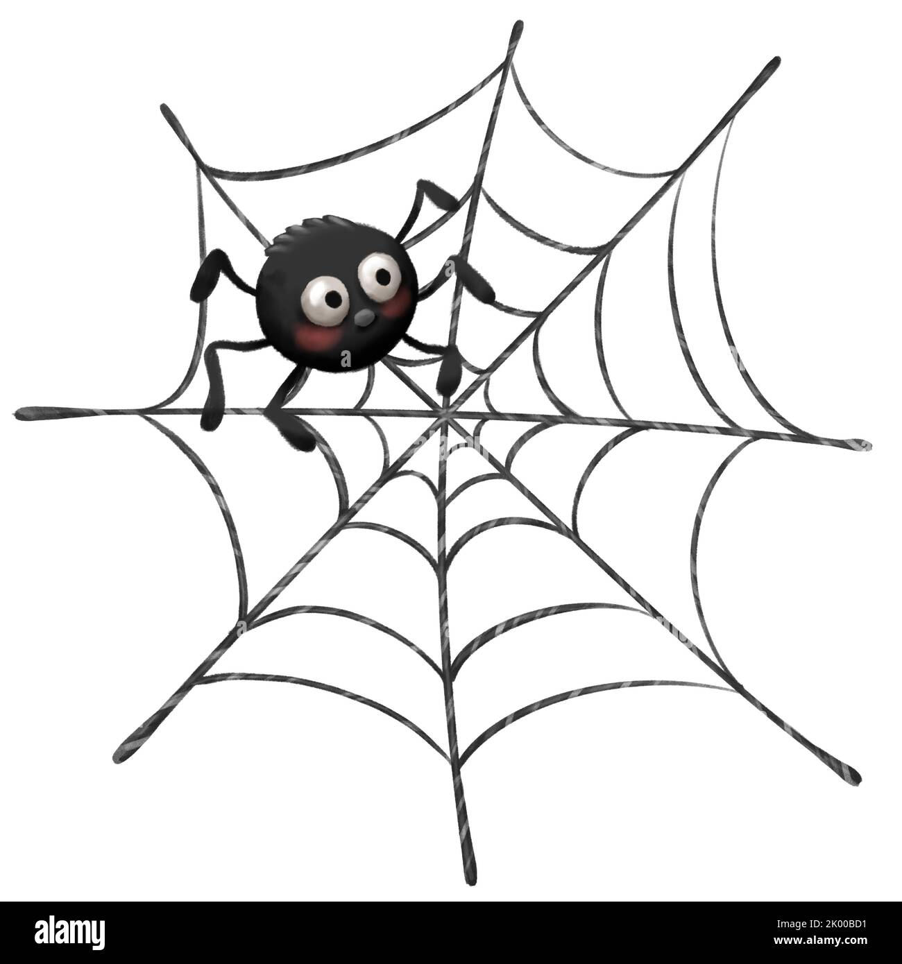 Spider and web. Cartoon illustration. Isolated on white. Stock Photo