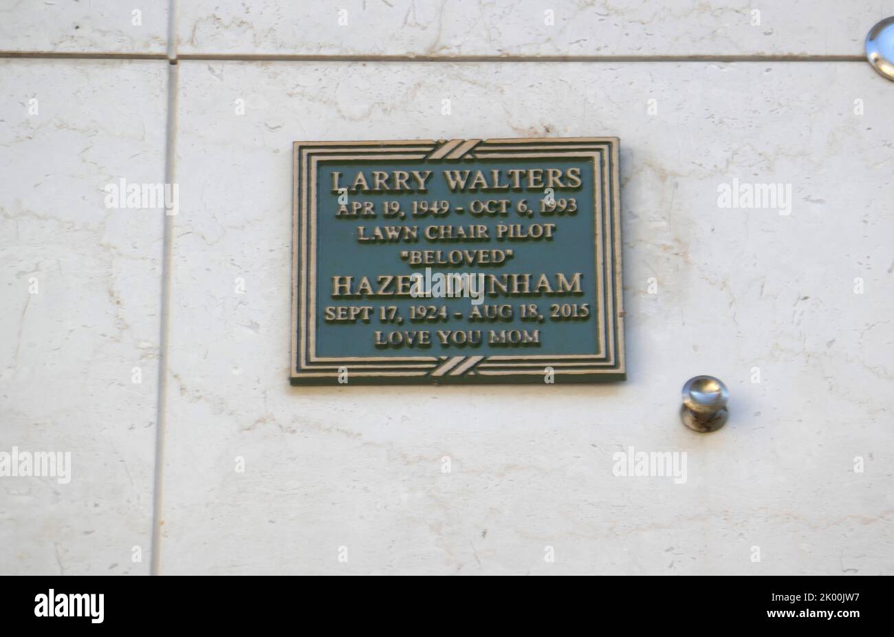Los Angeles, California, USA 6th September 2022 Lawn Chair Pilot Larry  Walters Grave in Columbarium of Valor in Courts of Remembrance at Forest  Lawn Memorial Park Hollywood Hills on September 6, 2022