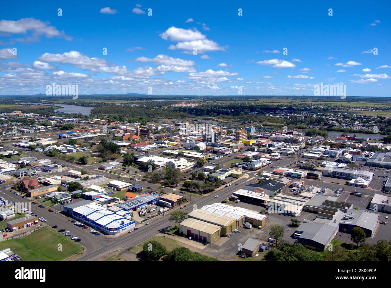 Aerial of CBD Bundaberg Queensland Australia Stock Photo