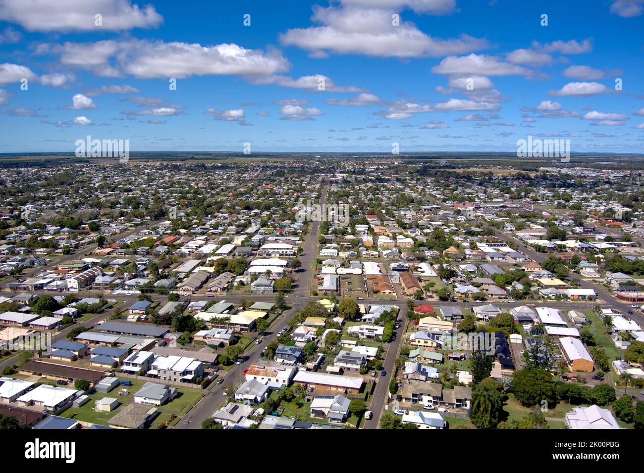 Aerial of residential suburbs Bundaberg Queensland Australia Stock Photo