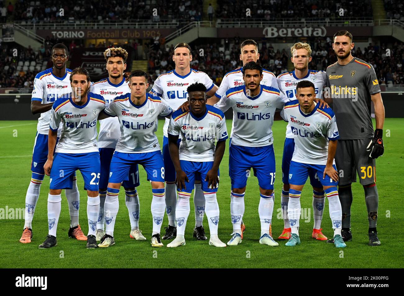 US Lecce team line up during the Serie A 2022/23 match between Torino