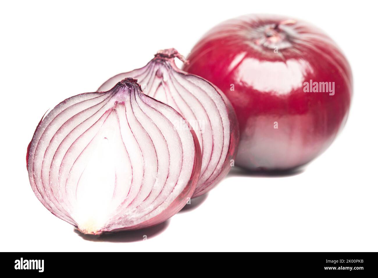 Red whole and sliced onion, isolated on white background Stock Photo ...