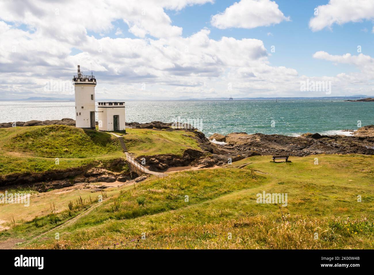 Elie Ness lighthouse, Fife, Scotland. Stock Photo