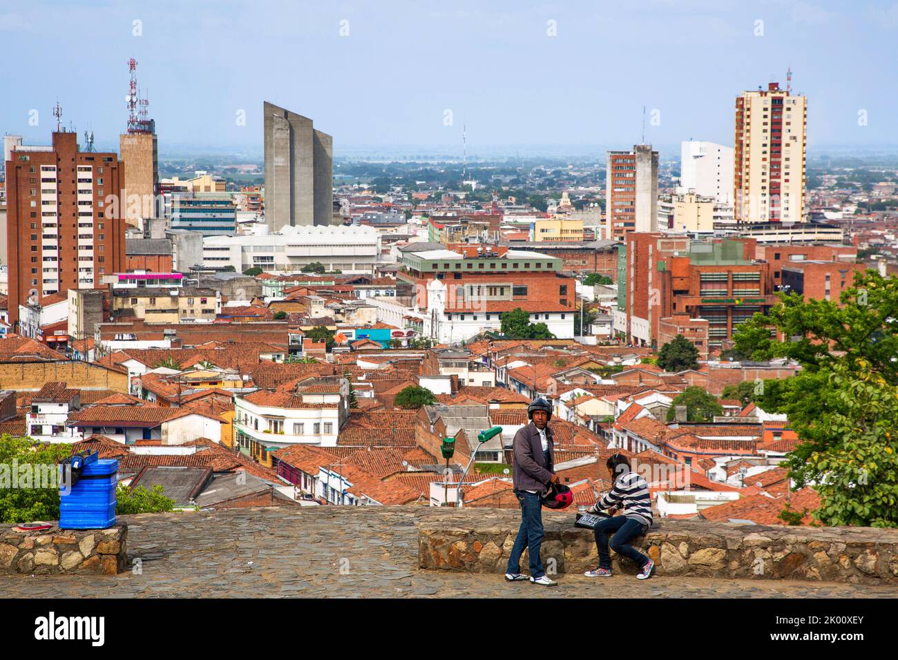 Colombia, Cali,panorama view from the north side of the city with the San Antonio suburb in front. Stock Photo