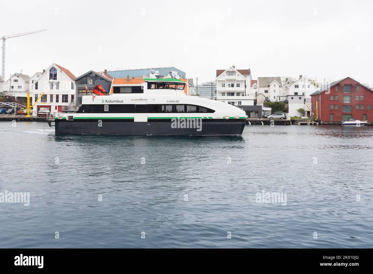 Hybrid powered foot passenger ferry, MS Fjorded, Haugesund, Norway Stock Photo