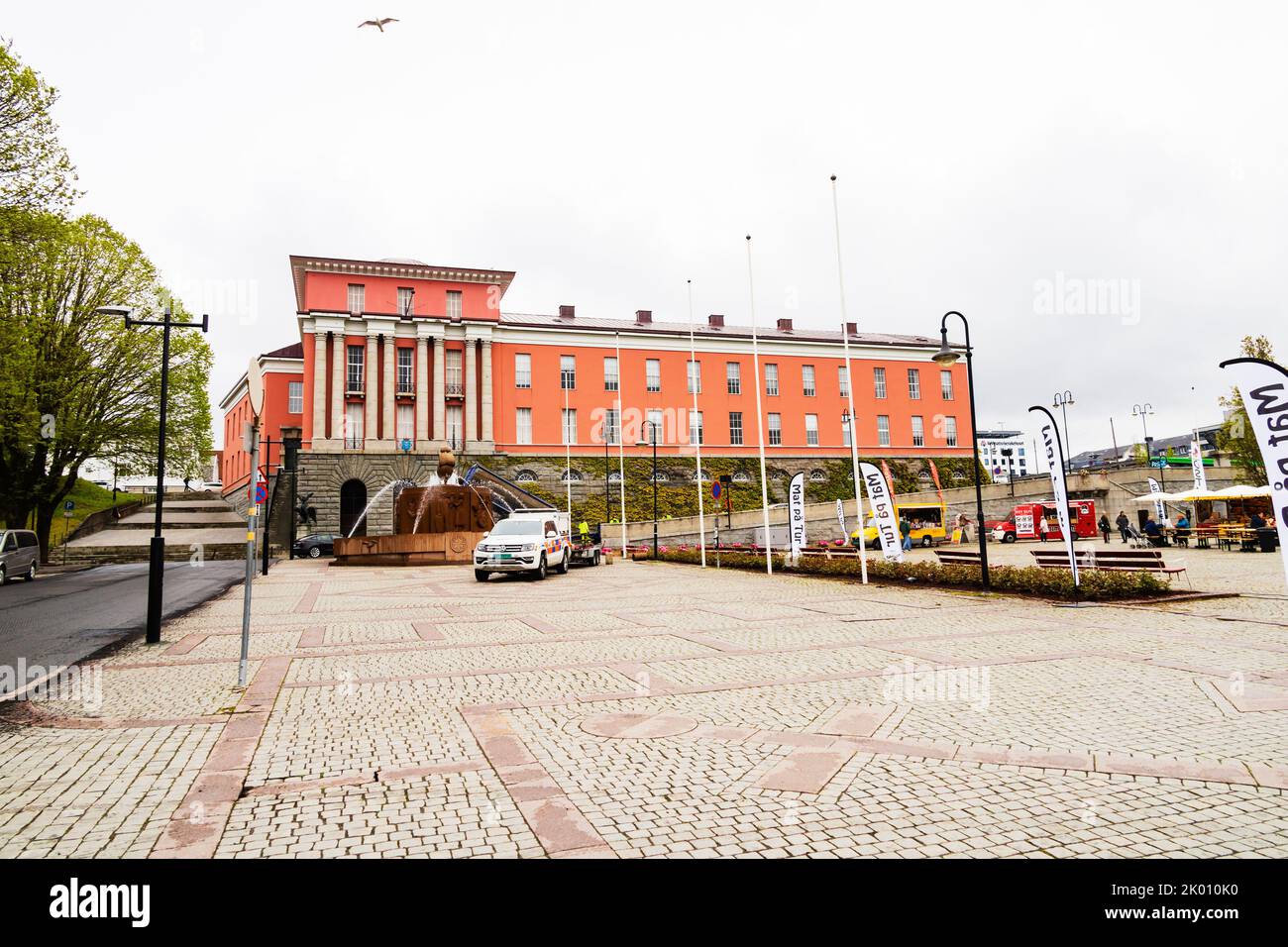 Pink painted, Town hall, rådhus,Haugesund, Norway. Stock Photo