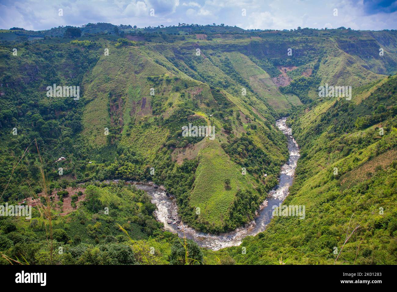 Colombia, Huila department, San Agustin region the Rio Magdalena river as seen streaming through the Andes mountains in this area. Stock Photo