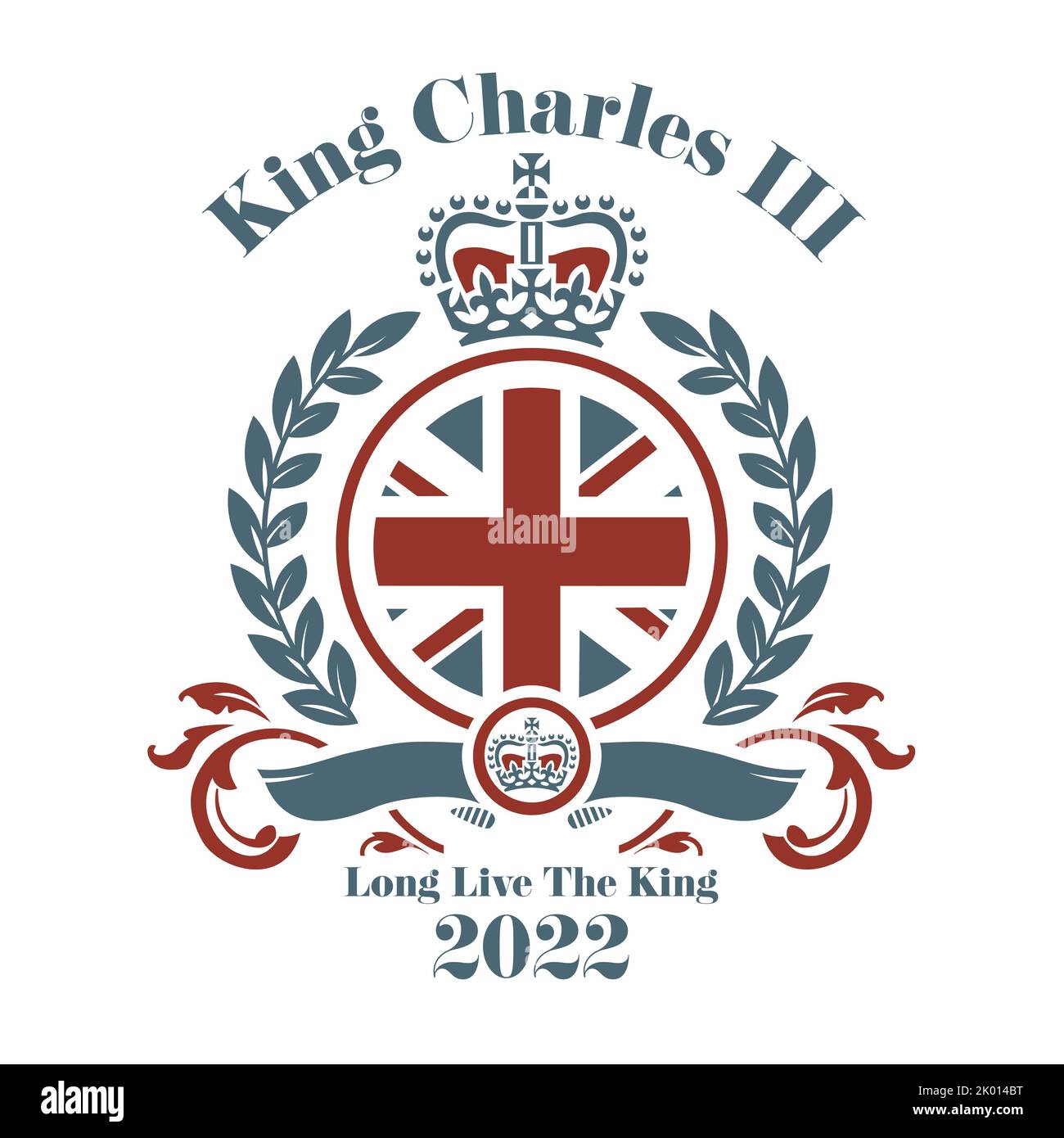 King Charles III 2022 vector illustration - Prince Charles  becomes King Charles after the death of the Queen. Stock Photo
