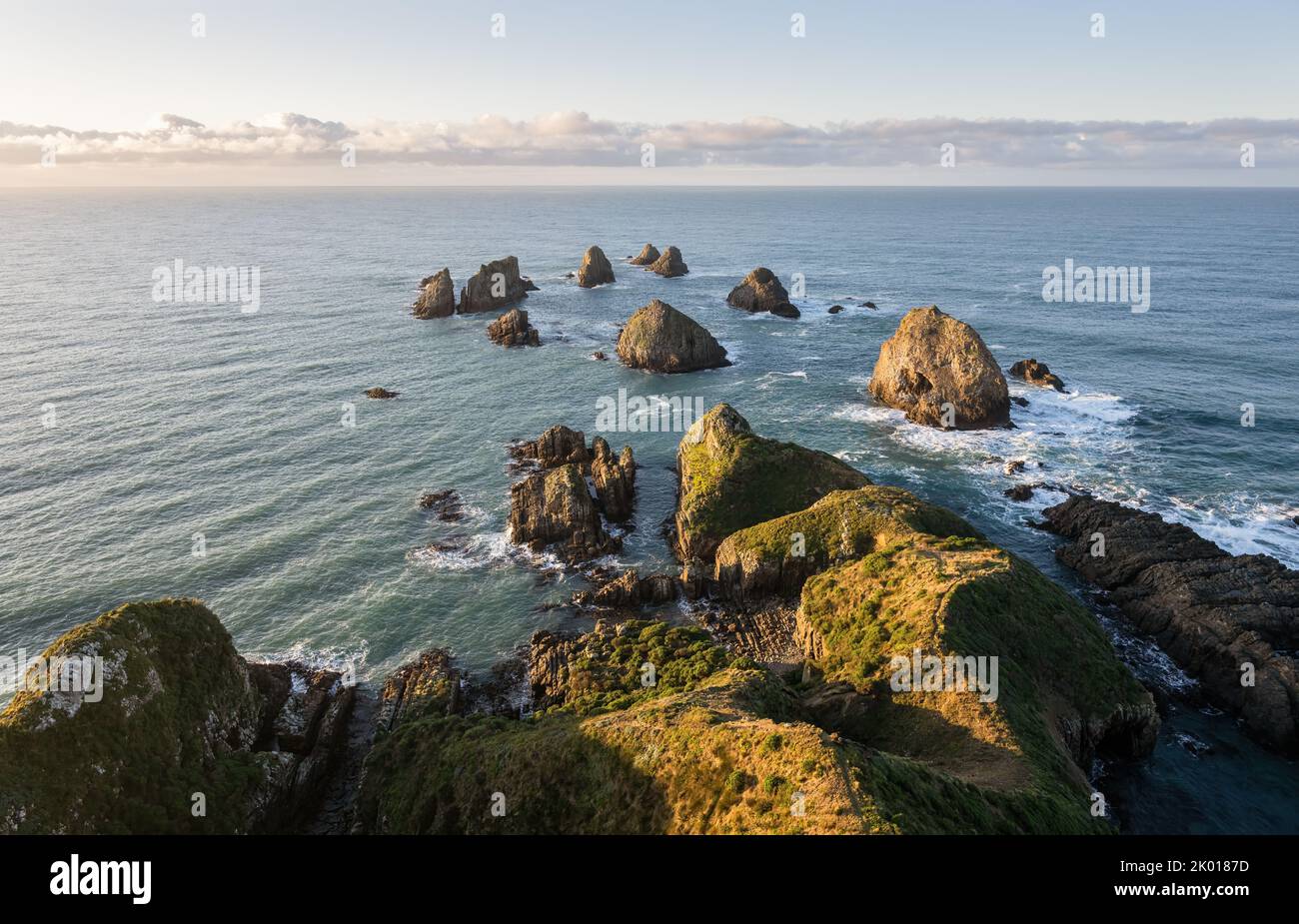 Rocks at Nugget Point, Catlins Coast, South Island. Stock Photo