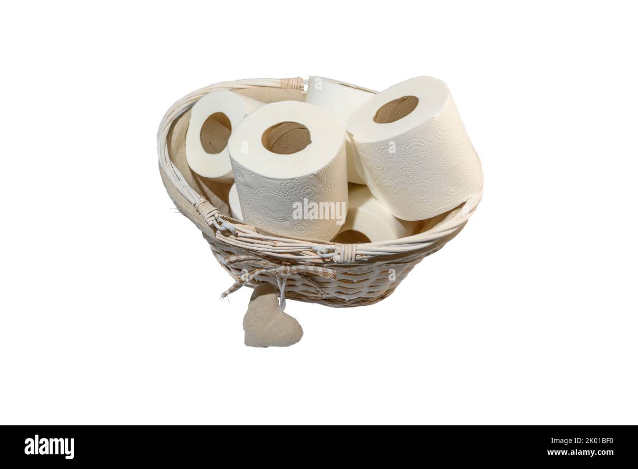 basket of toilet tissue rolls Stock Photo