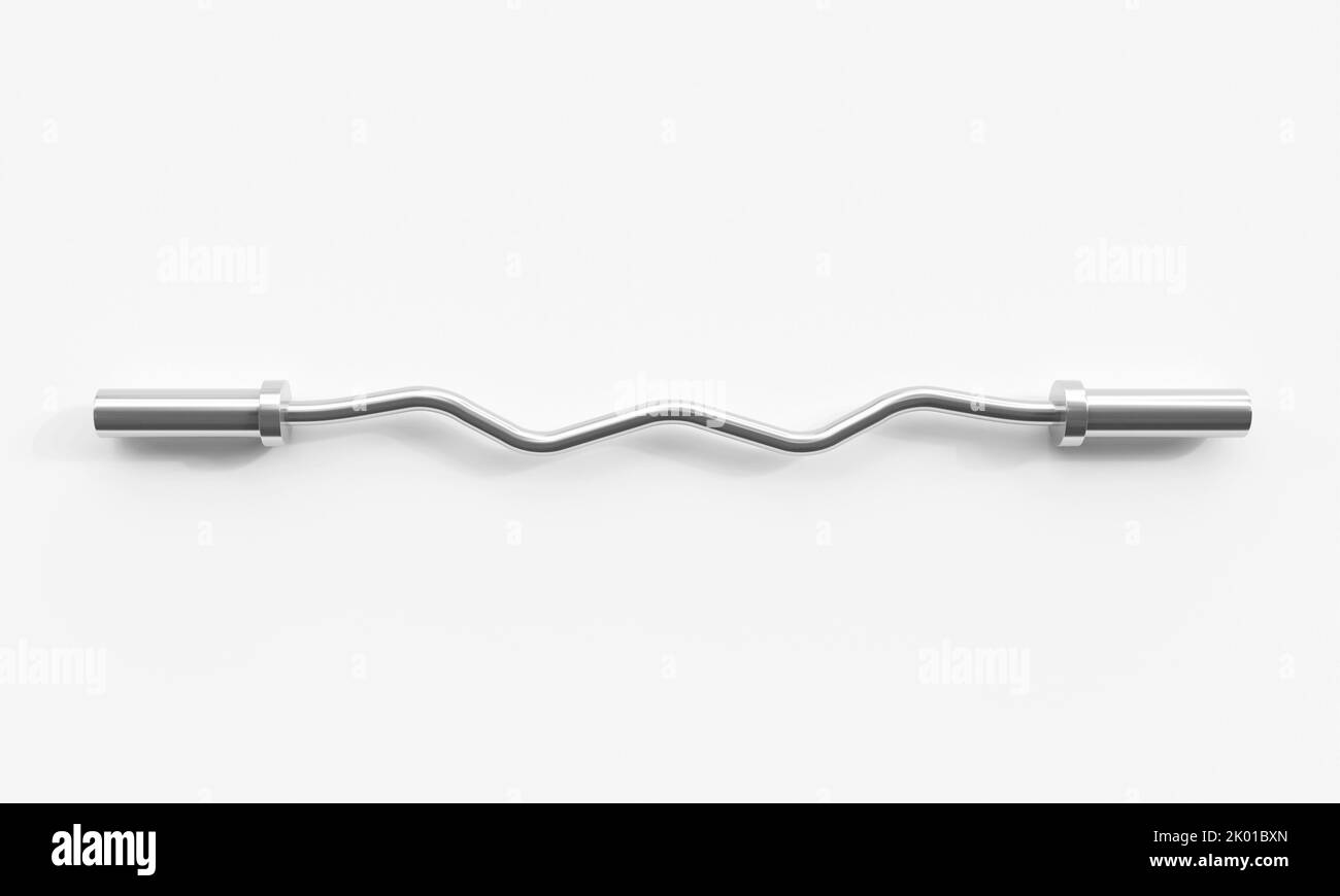 EZ and straight Curl bars isolated on white background, stainless steel