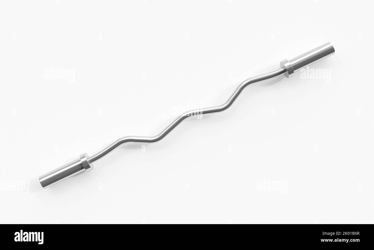 EZ and straight Curl bars isolated on white background, stainless steel