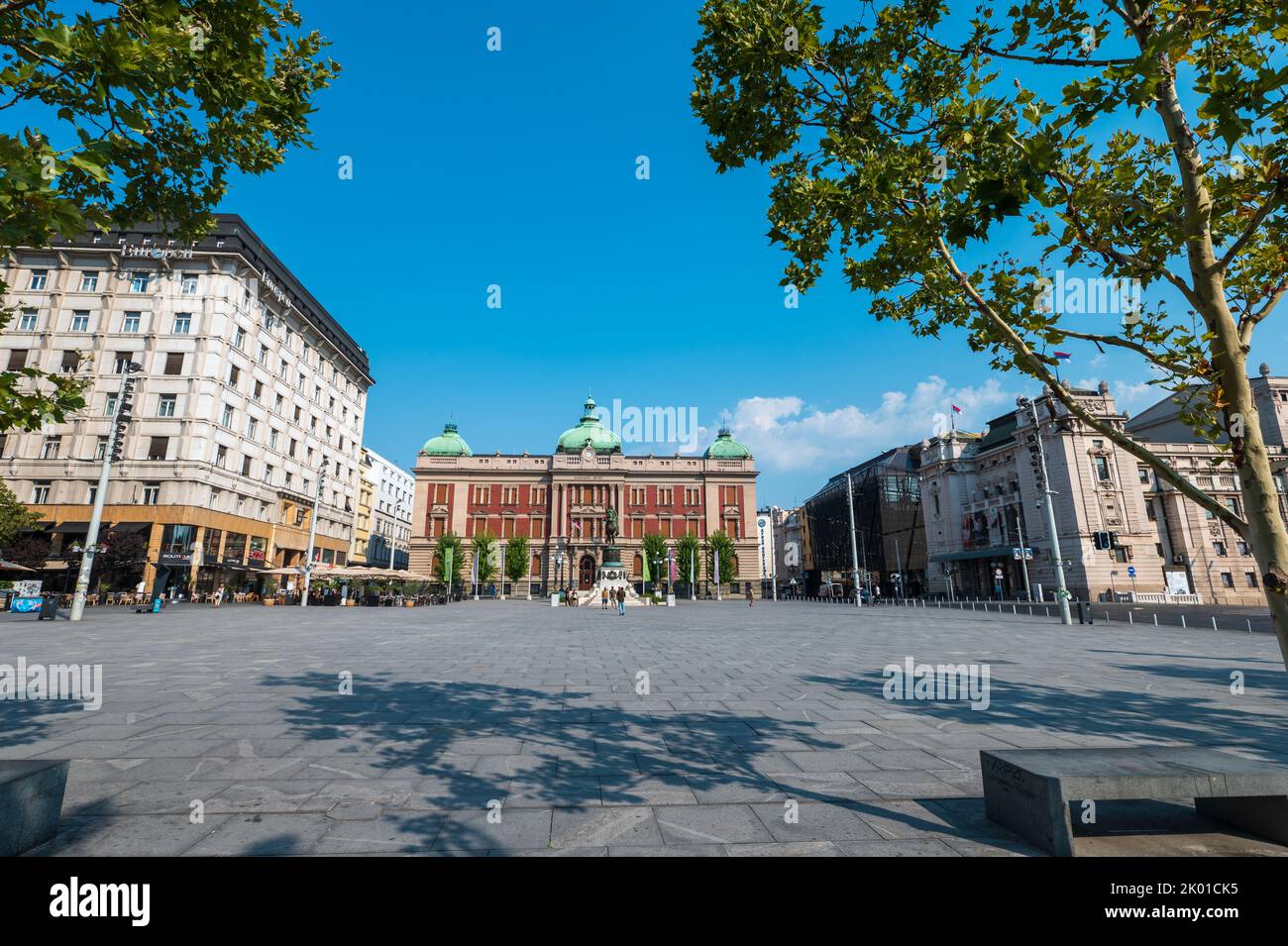 Belgrade, Serbia - July 24, 2022: National museum and Republic square in Belgrade downtown at the capital city of the Republic of Serbia Stock Photo