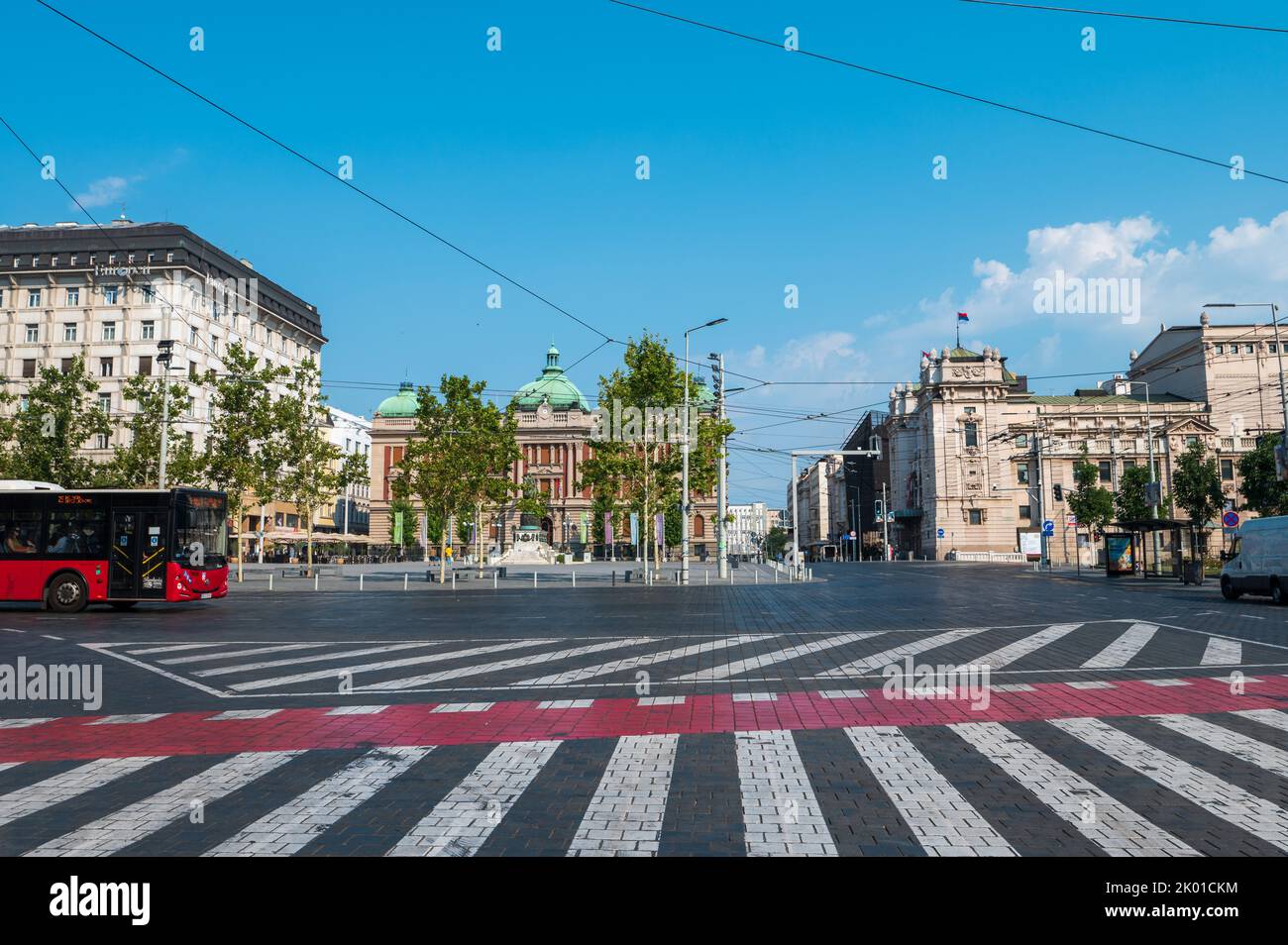 Belgrade, Serbia - July 24, 2022: National museum and Republic square in Belgrade downtown at the capital city of the Republic of Serbia Stock Photo