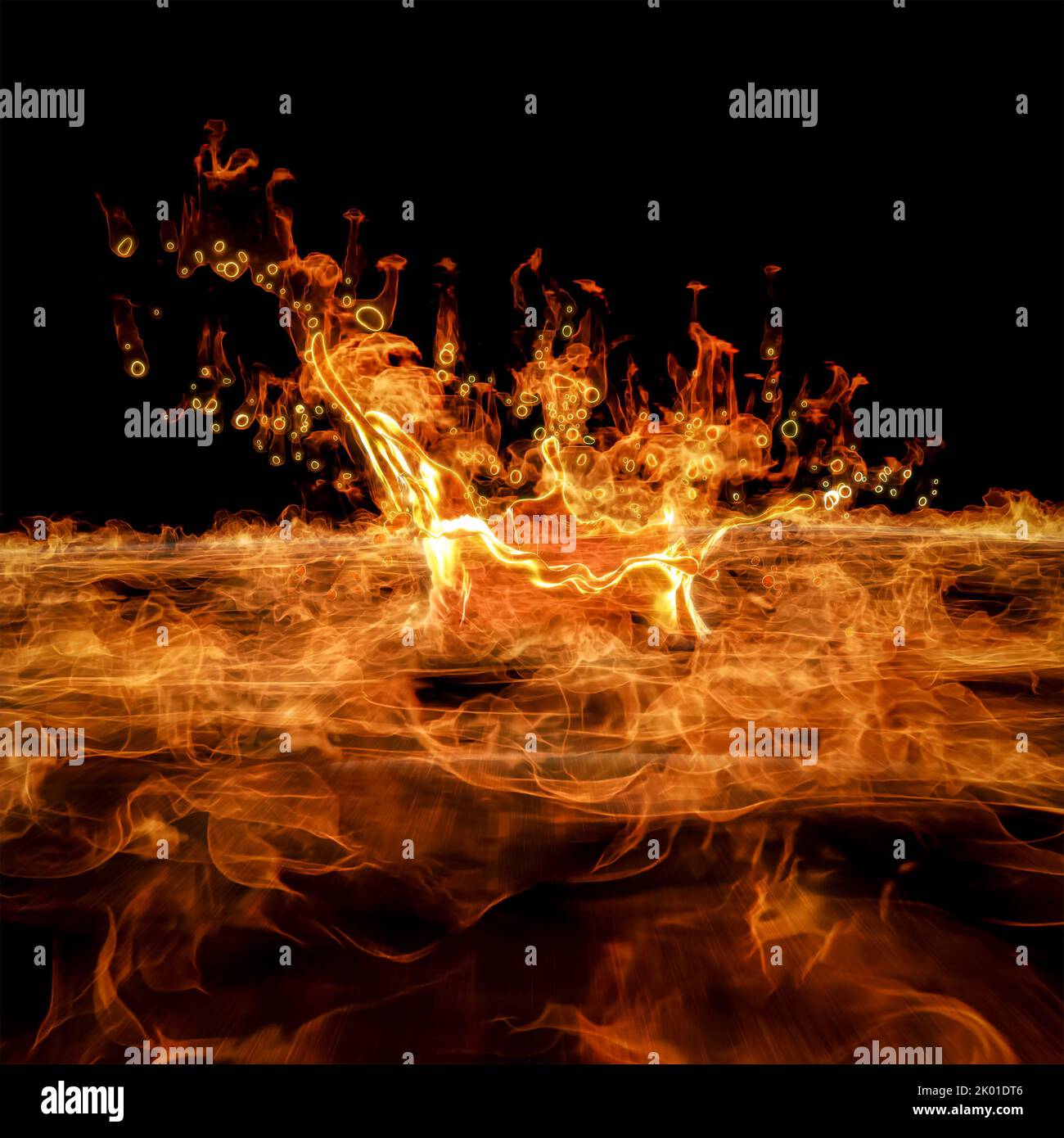 3D Rendering of Burning Liquid Fuel Splah on Fire and Flame Stock Photo ...