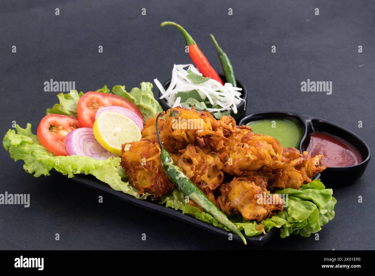 Indian Tea Time Snacks Fritters Onion Pakoda Also Called Pyaz Ke Pakore