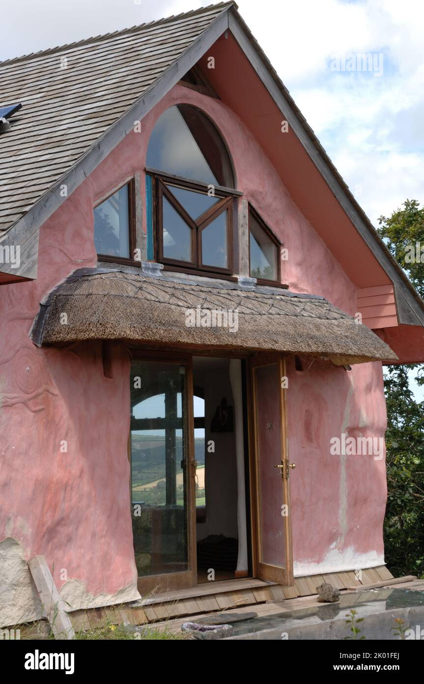Straw bale house, St Dogmaels, Pembrokeshire, Wales, UK, Europe Stock Photo