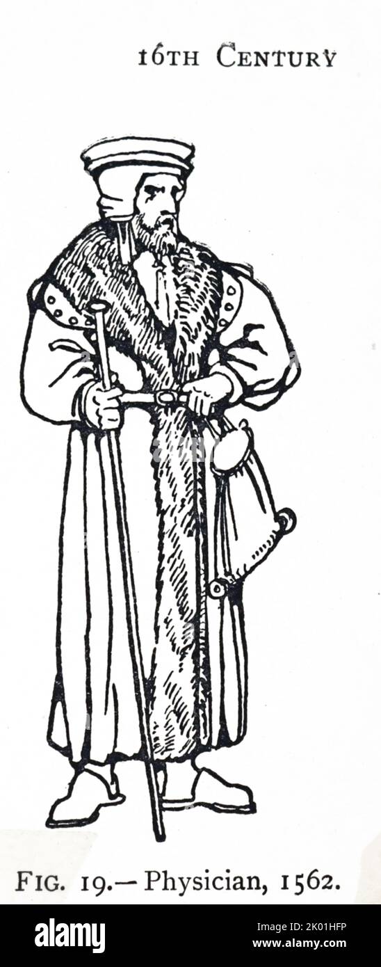 16th century physician, 1562. Stock Photo