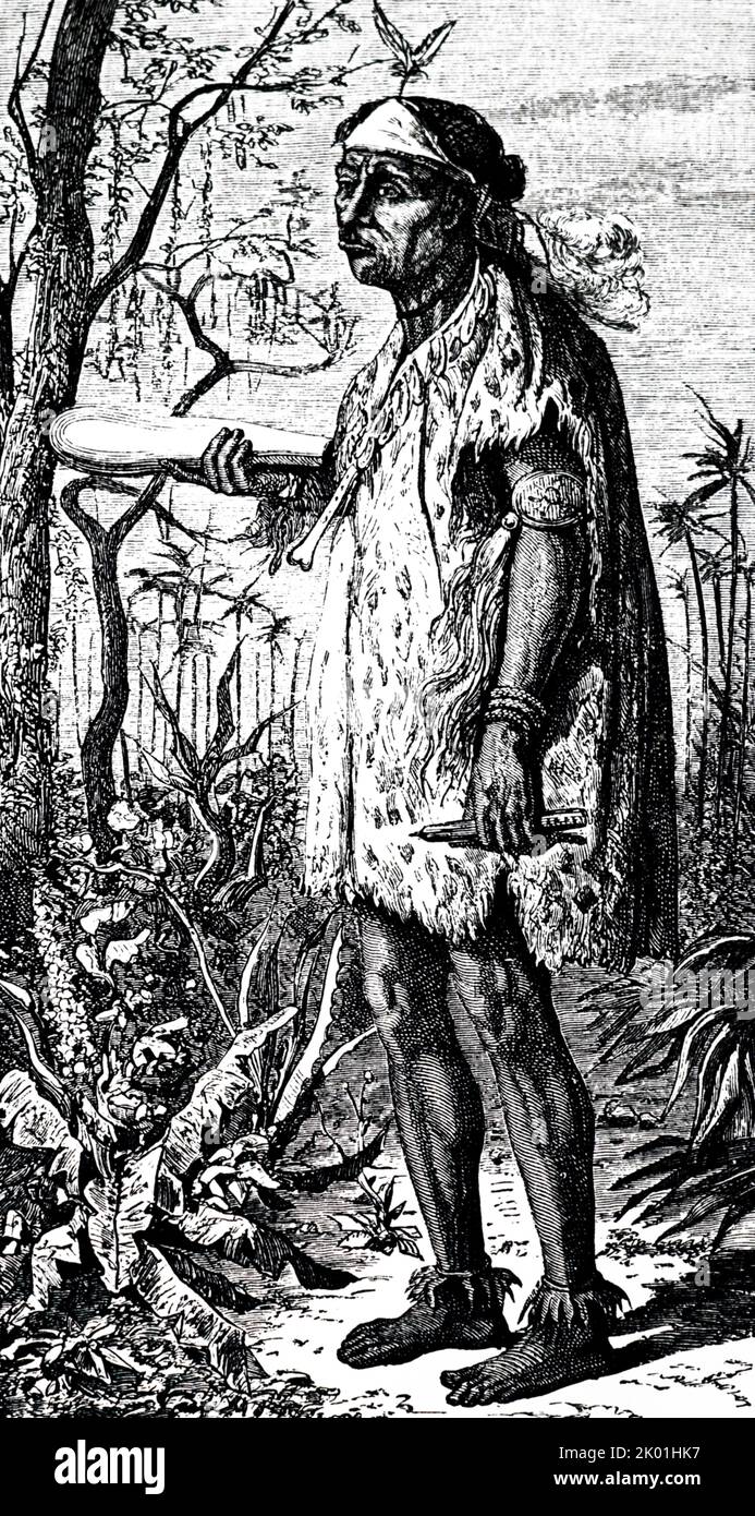 Amazonian witch doctor/medicine man. From a late 19th century French engraving Stock Photo - Alamy