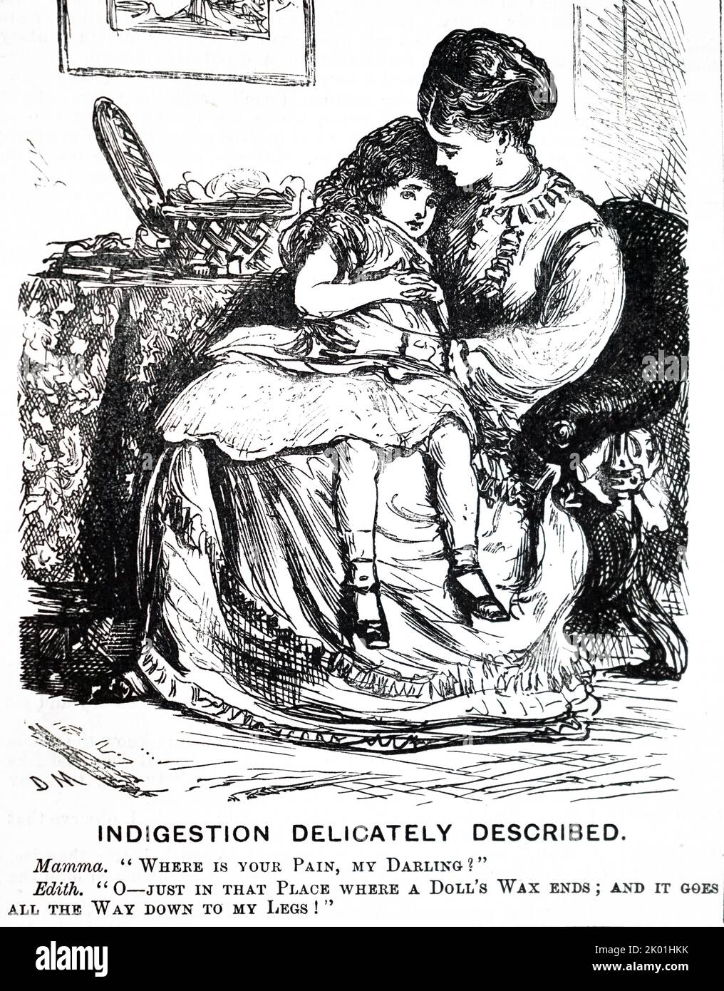 Indigestion. George du Maurier Cartoon from Punch, London, 1871. Stock Photo