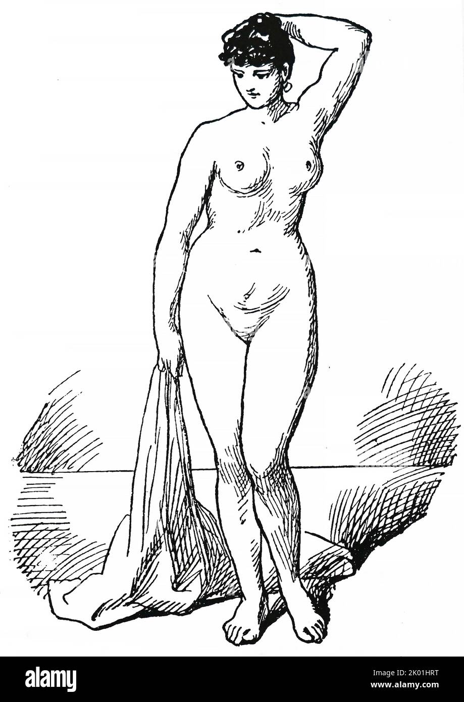 Natural female form allowed to develop without the restriction of corsets. From M Platen Die Neue Heilmethode, Leipzig, nd. c1900. Stock Photo