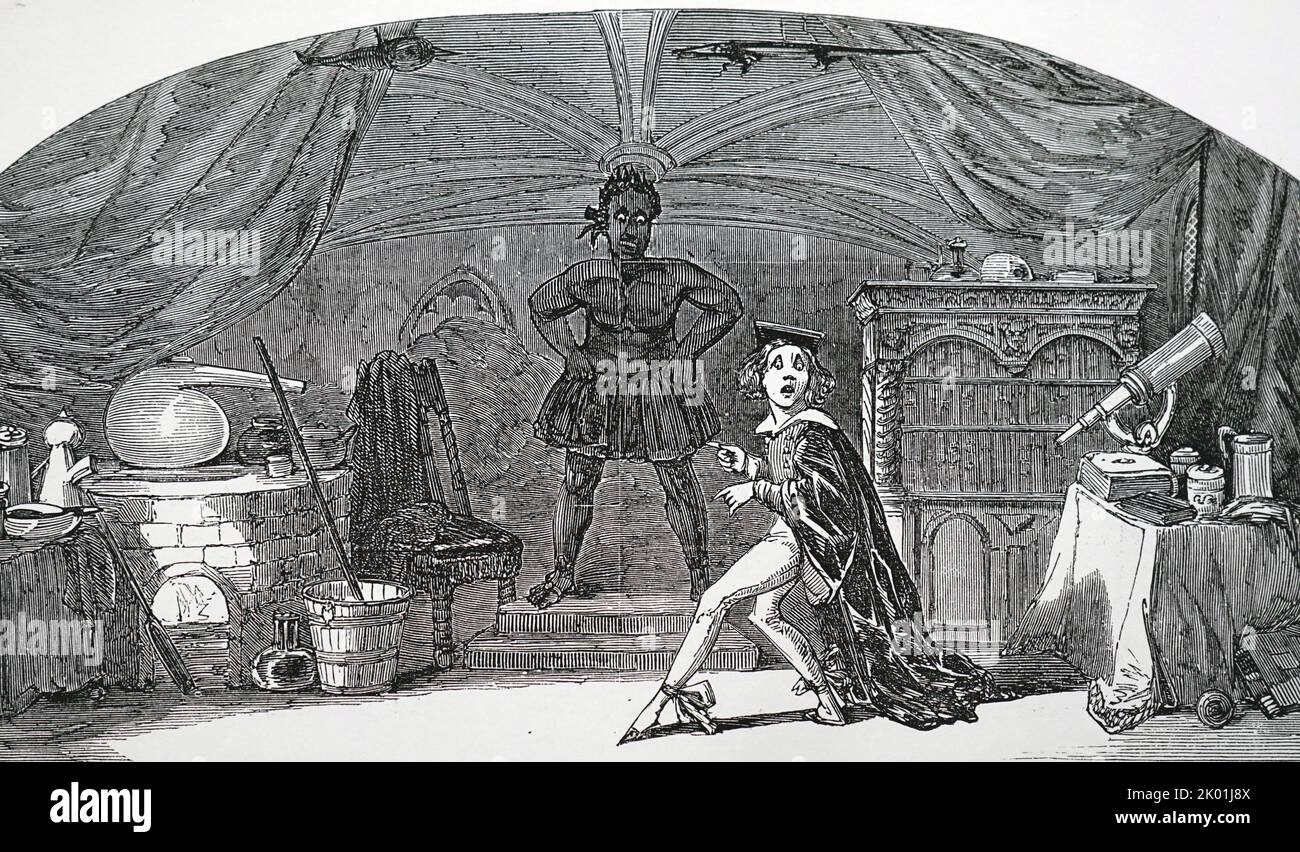 Mary Shelley Frankenstein (1818) providing the inspiration for an 'extravaganza' produced at the Adelphi Theatre, London, January 1850. Stock Photo