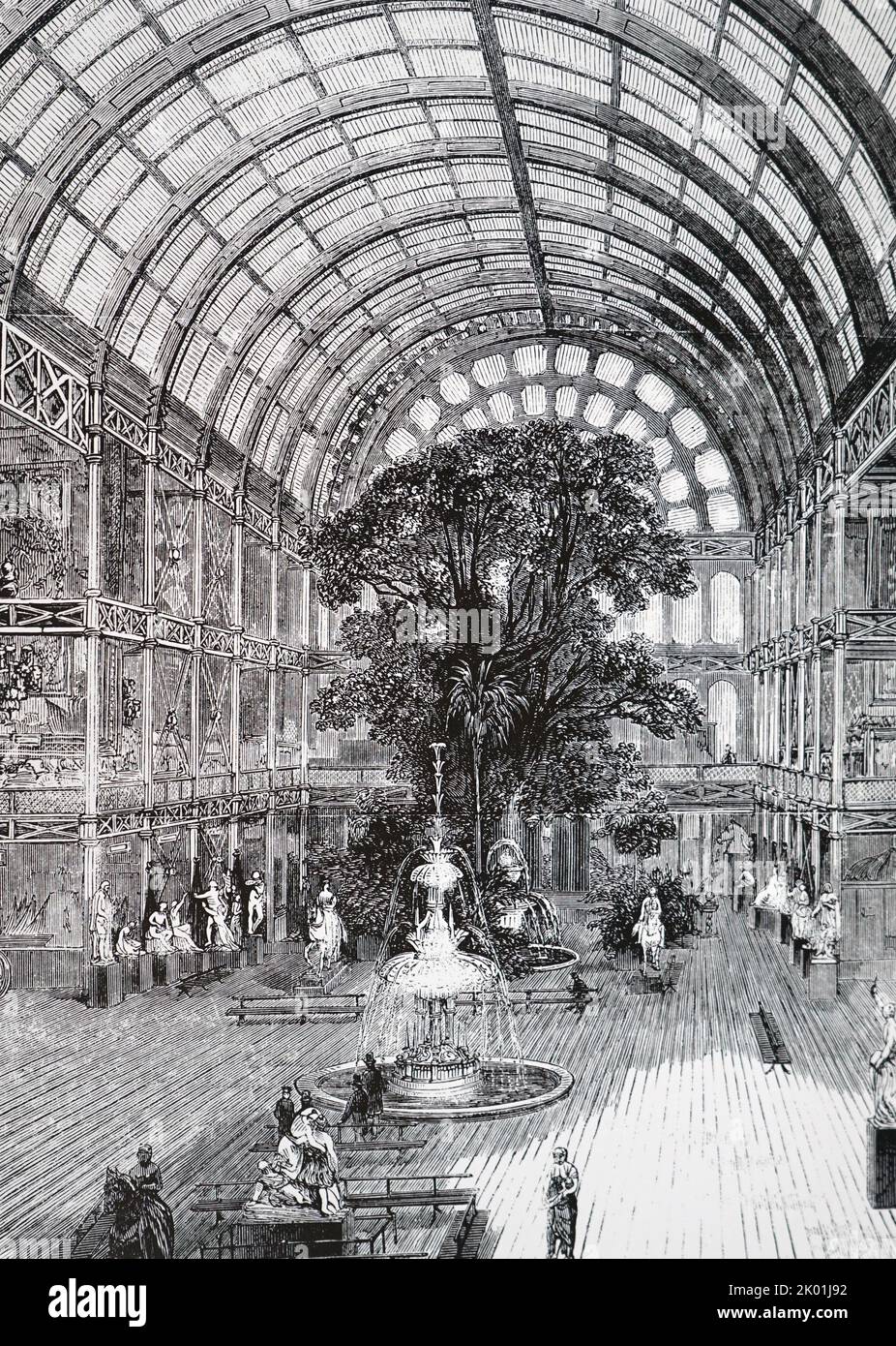 Interior of the transept of the Crystal Palace. From The Expositor, London, 31 May 1851. Stock Photo