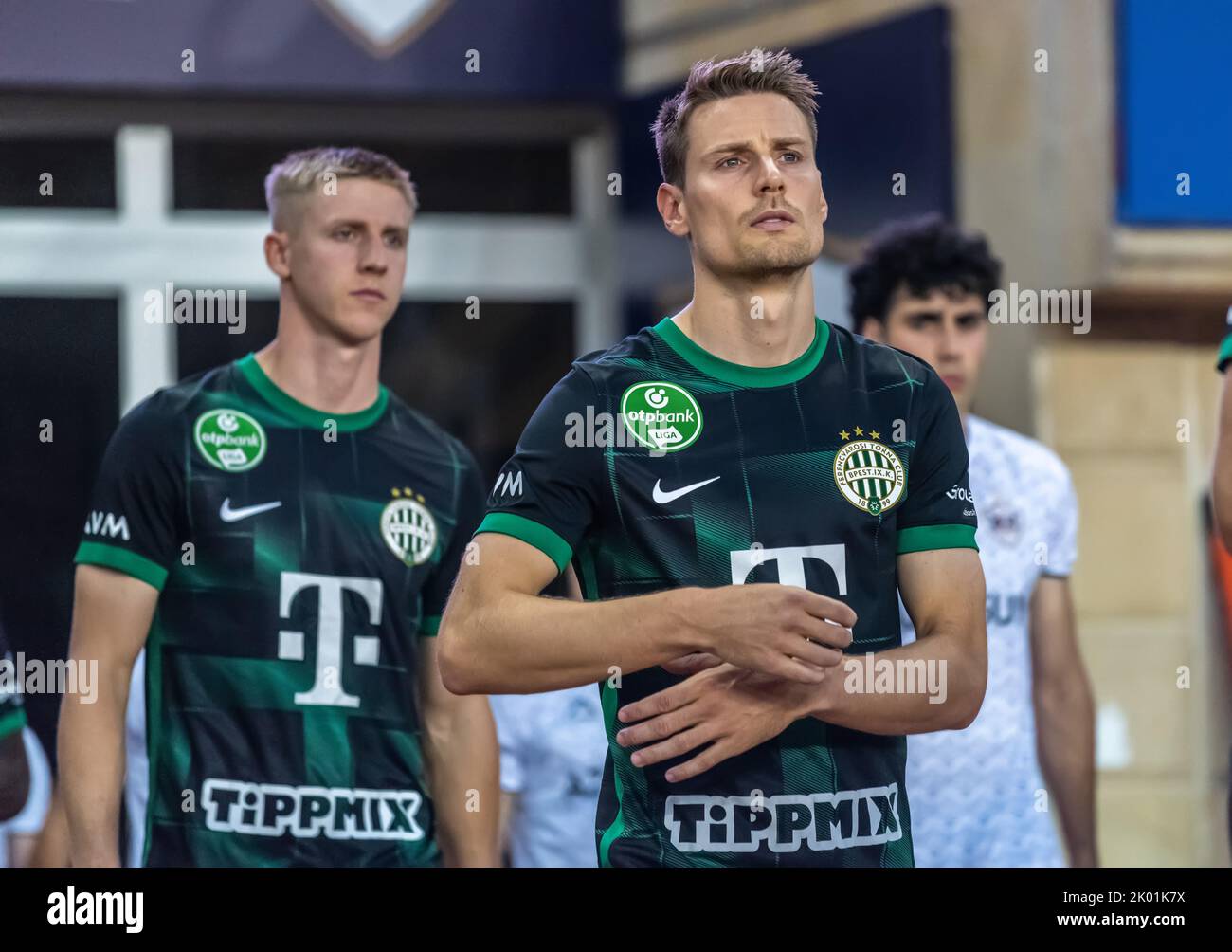 Baku, Azerbaijan – August 3, 2022. Ferencvaros midfielder Kristoffer Zachariassen before UEFA Champions League qualification match Qarabag vs Ferencva Stock Photo