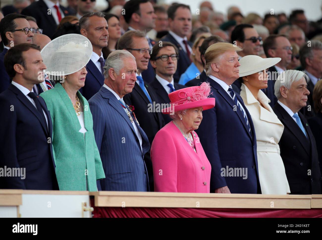 Emmanuel Macron, Prince Charles, Queen Elizabeth, Donald Trump, Melania(02)