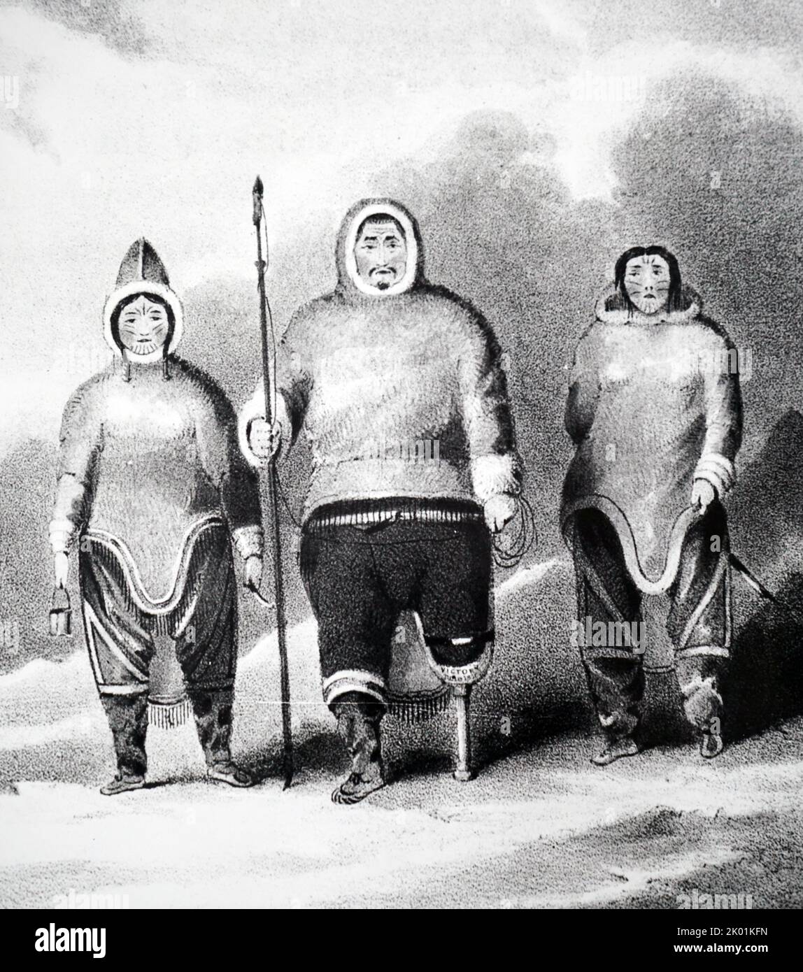 Eskimos encountered by the Ross Expedition. Stock Photo