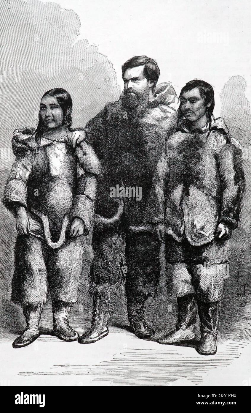 Charles Francis Hall, Arctic explorer shown with Ebierbing and his wife ...