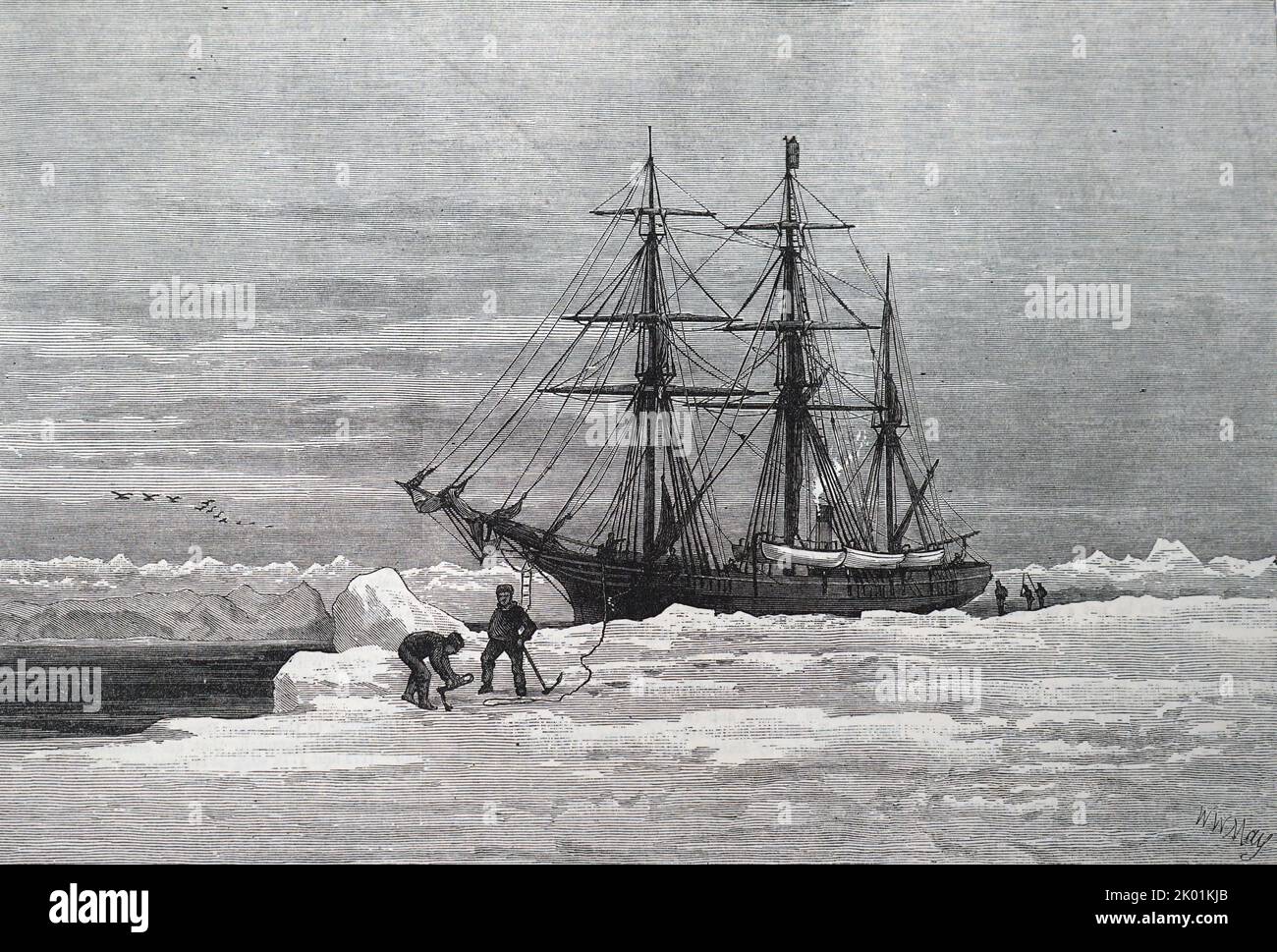 Arctic Exploration: Mr Leigh Smith's boat Eira, photographed in 1880. Stock Photo