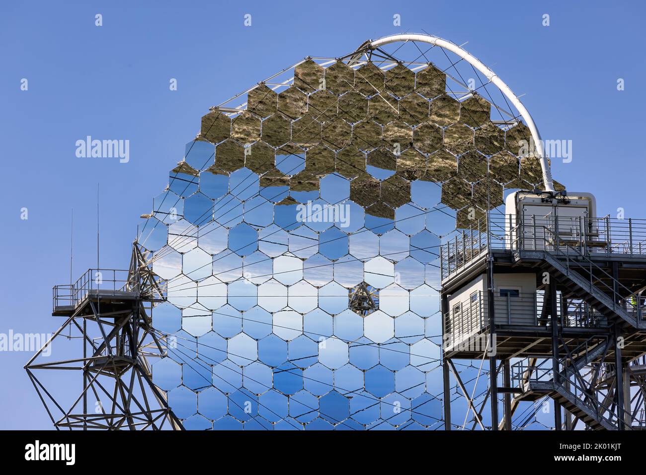 Detail international space observatory and segmented mirrors telescope at La Palma , Canary Islands Spain Stock Photo