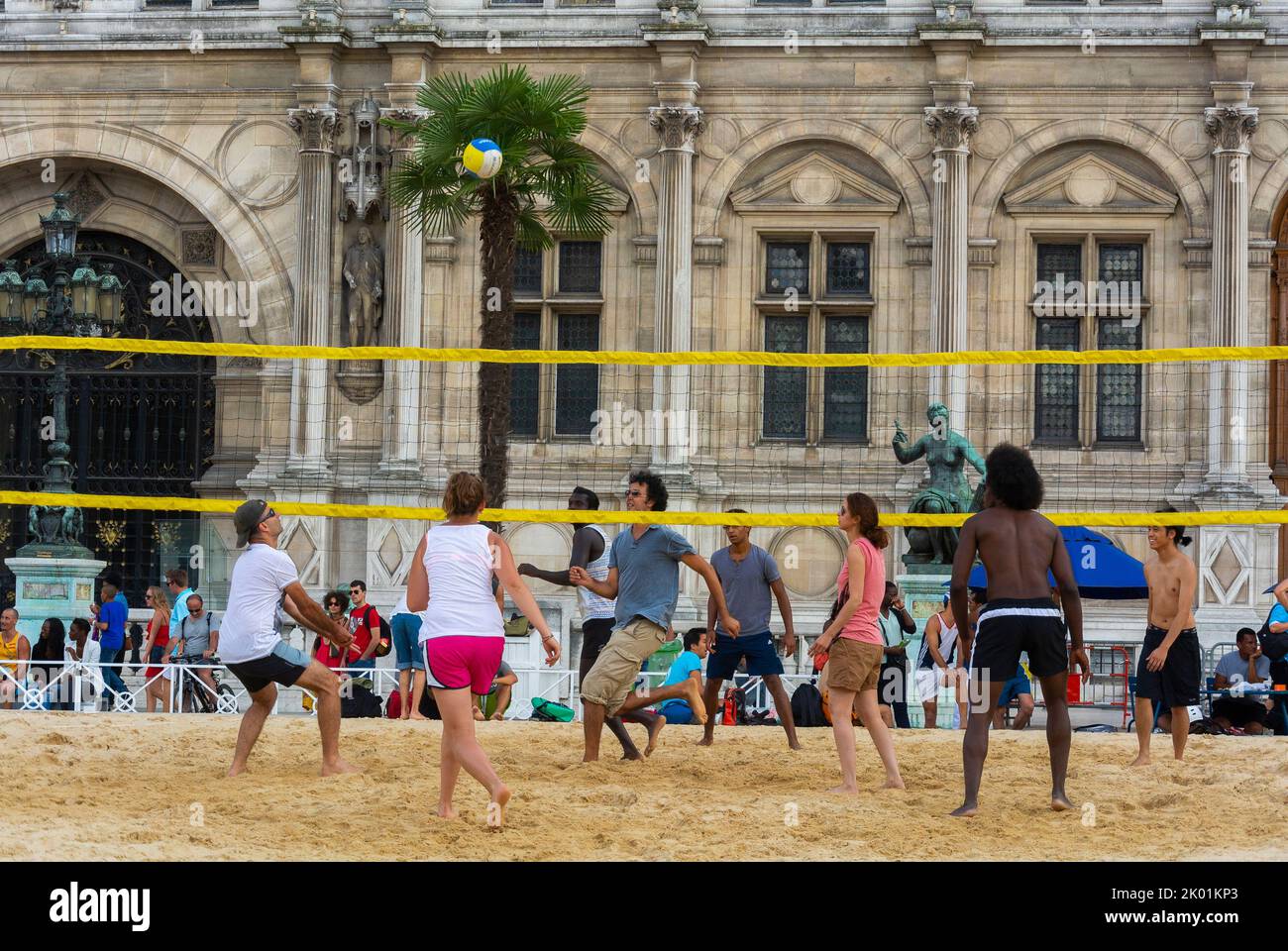 Paris, France, French Teens Playing Beach Volleyball on Beach , front