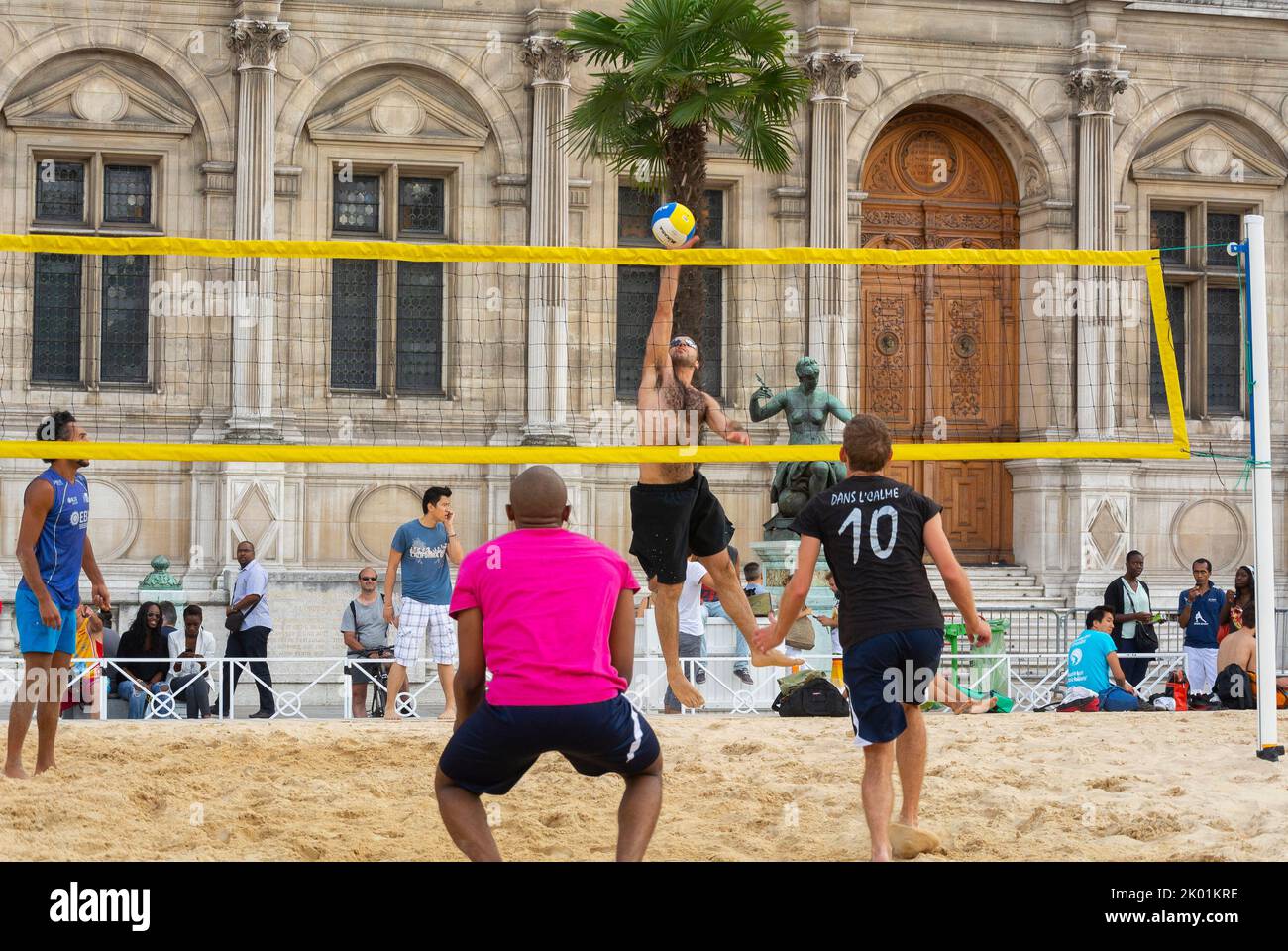 Paris, France, French Teens Playing Beach Volleyball on Beach , front