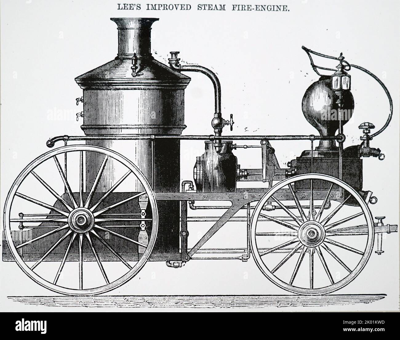 Steam fire engine patented by Wellington Lee and Larned, New York, and built by Messrs Easton, Amos & Sons. London, 1862. Stock Photo