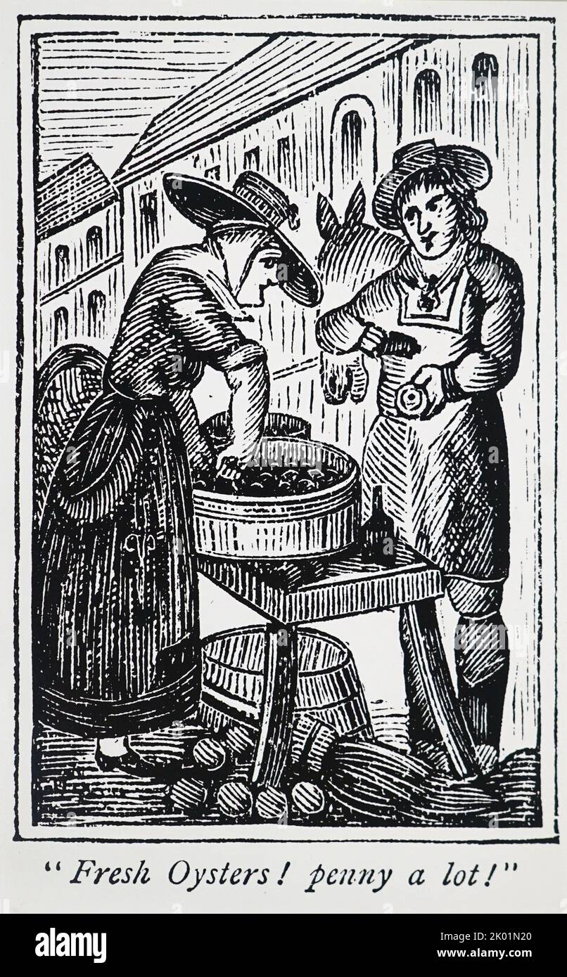 London oyster stall, c1800. Stock Photo